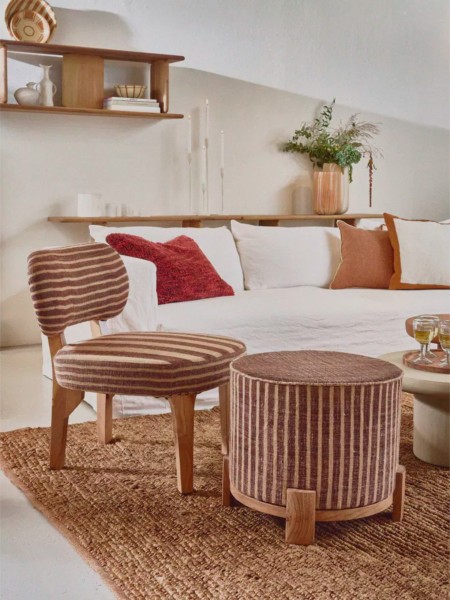 Pomax, Pouf en bois d'acacia, Brindisi