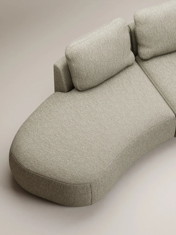 Panac -4-seater rounded set covered with bouclette fabric, Moncey