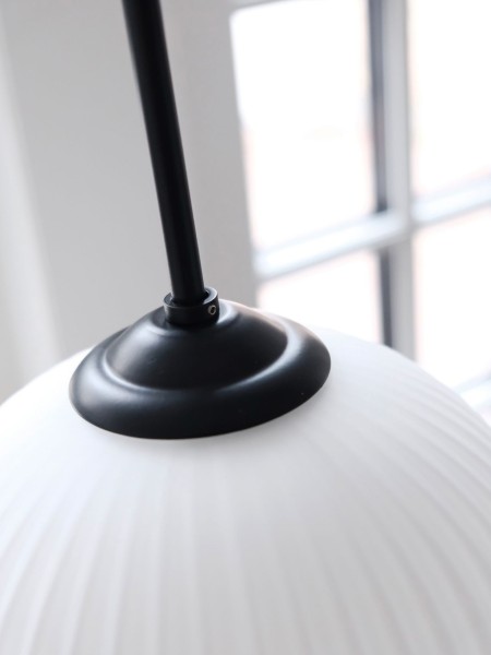 Dyberg-Glass and metal suspension lamp, RIFLET