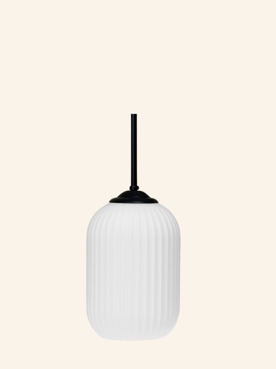 Dyberg-Glass and metal suspension lamp, RIFLET