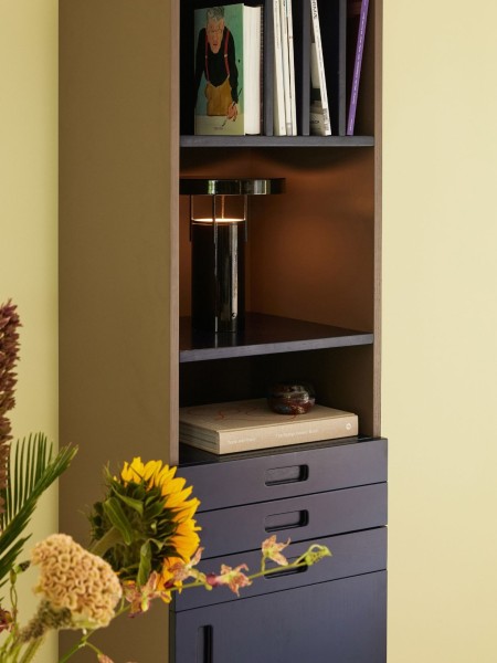 Hubsch-Dark blue/grey ash wood shelf, study