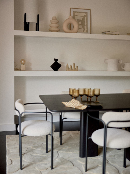 Gabrielle-Fauteuil en tissu bouclette, Colombe