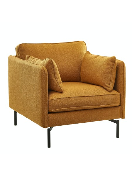Fauteuil en tissu jaune moutarde, PP n°2.