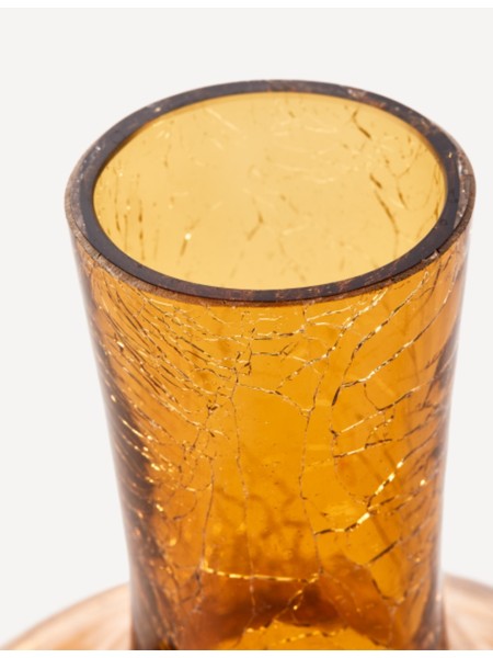 Pols Potten Vase en verre effet craquelé Ball Body S jaune