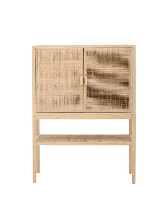 Wardrobe in pine and natural rattan Sanna, Bloomingville