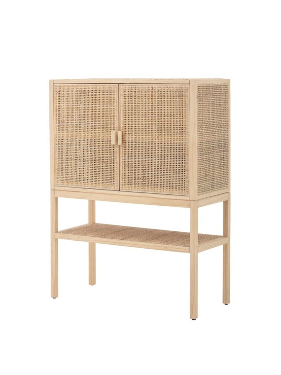 Wardrobe in pine and natural rattan Sanna, Bloomingville