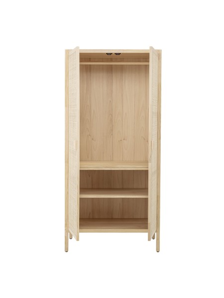 Wardrobe in pine and natural rattan, Mariana - Bloomingville