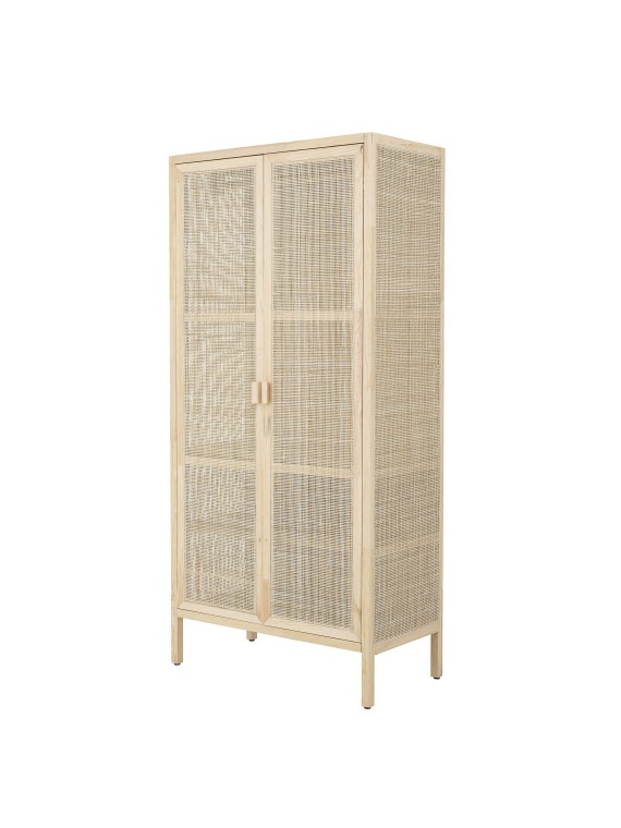 Wardrobe in pine and natural rattan, Mariana - Bloomingville