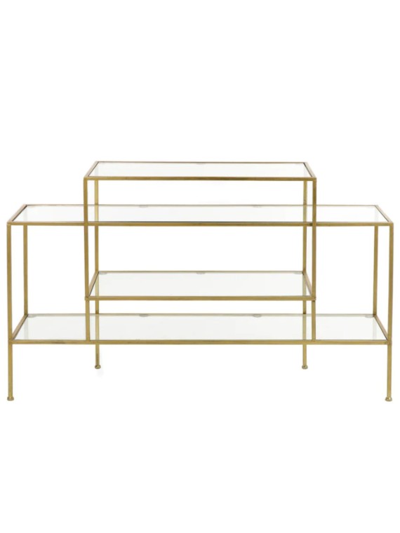 Pomax Arte deco console in glass and gold metal Lilou