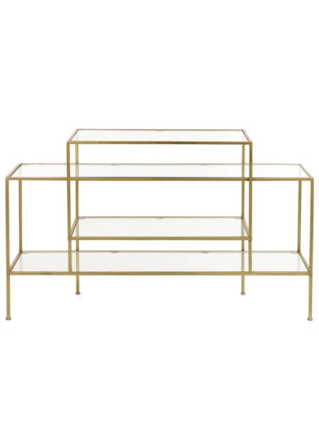Pomax Arte deco console in glass and gold metal Lilou