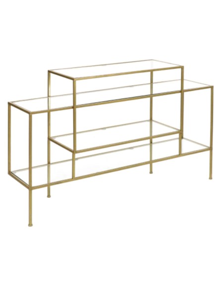 Pomax Arte deco console in glass and gold metal Lilou