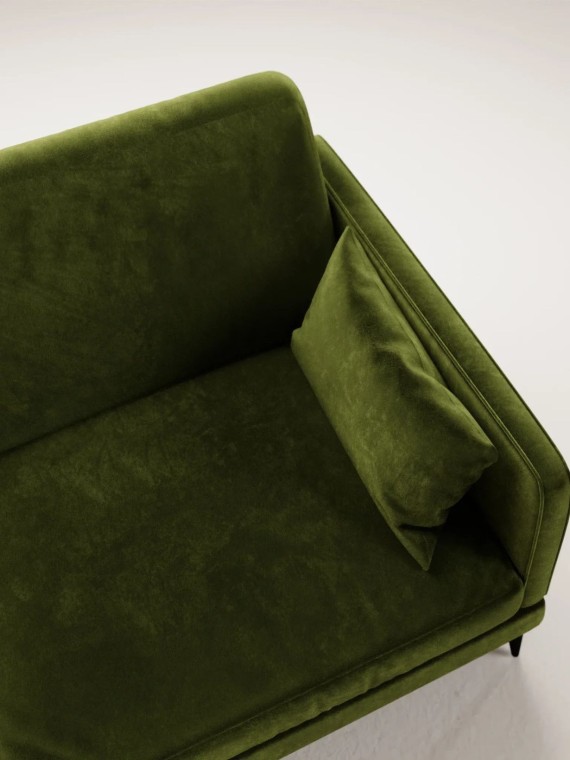 Panac Edition Canapé droit 2 place Herran Velours brut Moss