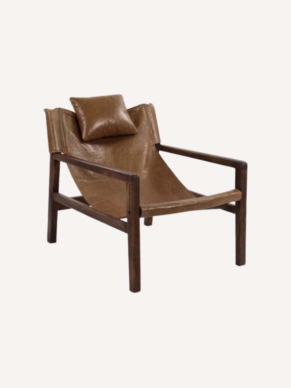 pomax fauteuil siesta bois de manguier cuir