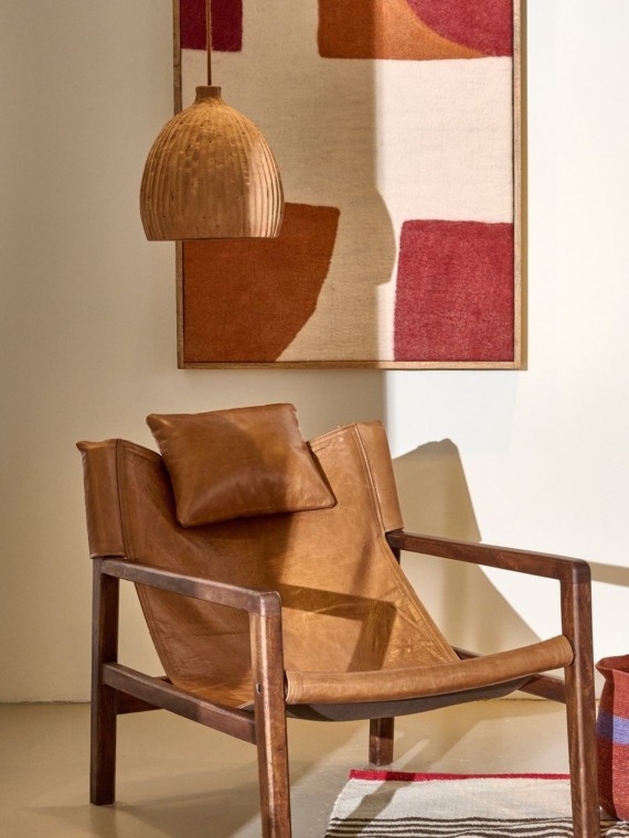 pomax siesta armchair mango wood leather