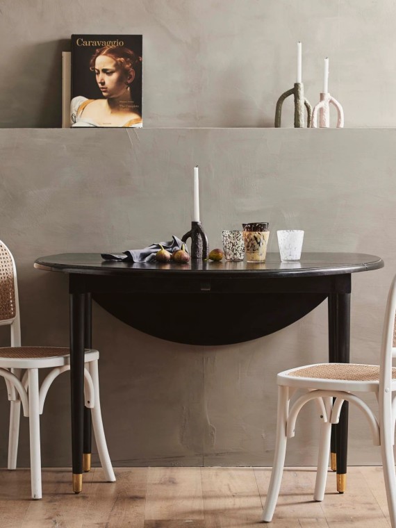 Nordal Table ronde pliante en bois noir Ahr