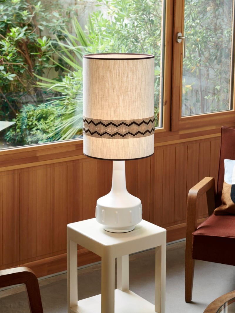 Market set lampe jimmy céramique galon blanc taille L