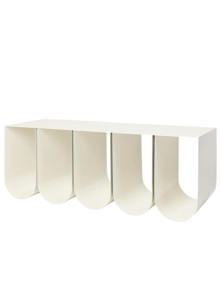 Kristina dam white curved steel storage bench