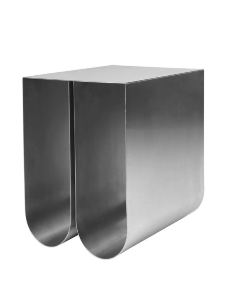 Kristina Dam Curved side table in raw steel Curved