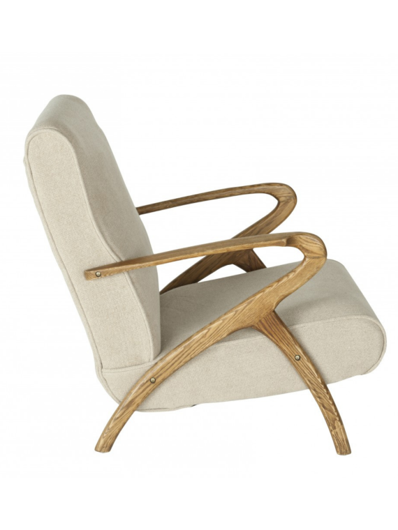 Fauteuil en lin et en chêne, Jean | MBS Design