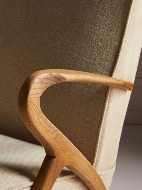 Linen and oak armchair, Jean | MBS Design
