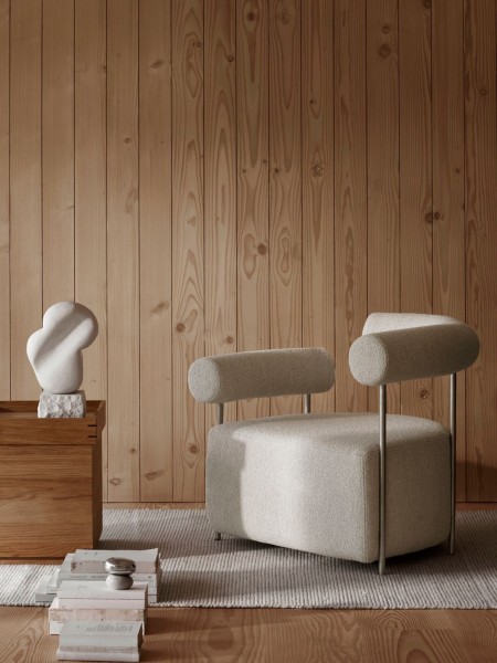 kristina dam fauteuil longue en tissu bouclette solitude gauche