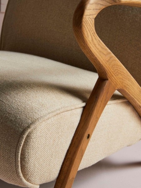 Fauteuil en lin et en chêne, Jean | MBS Design