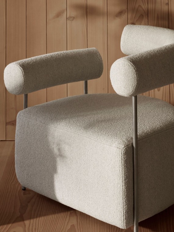 kristina dam fauteuil longue en tissu bouclette solitude gauche