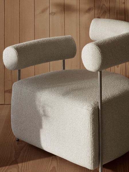 kristina dam fauteuil longue en tissu bouclette solitude gauche