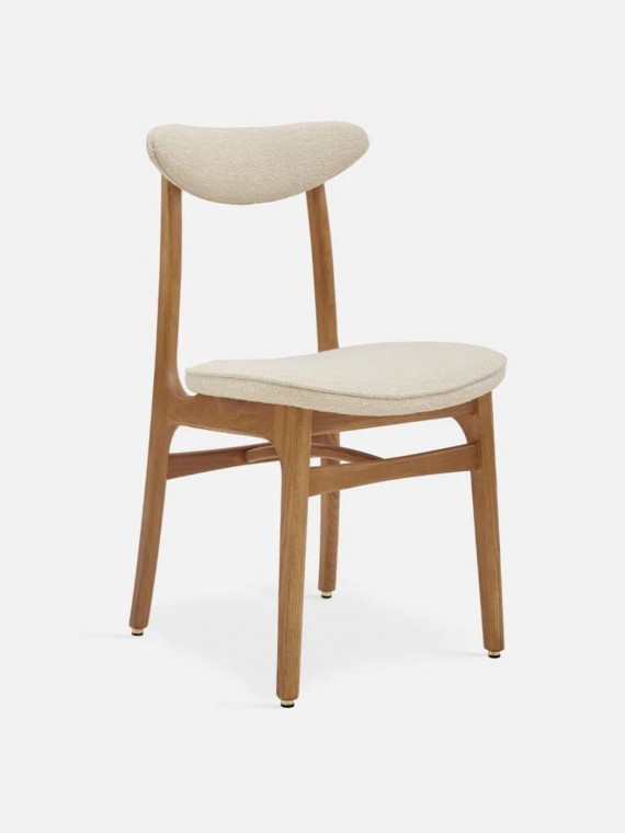 366 Concept Chaise 200-190 en frêne massif et tissu bouclette blanc crème