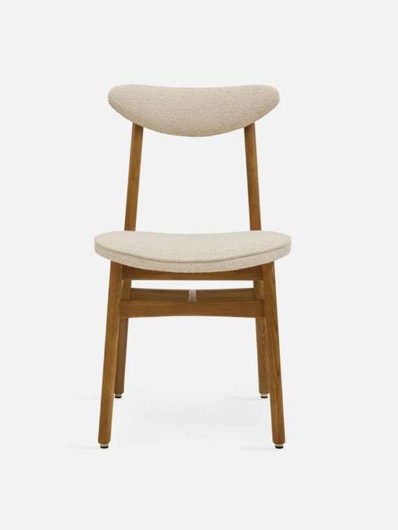 366 Concept Chaise 200-190 en frêne massif et tissu bouclette blanc crème