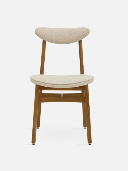 366 Concept Chaise 200-190 en frêne massif et tissu bouclette blanc crème