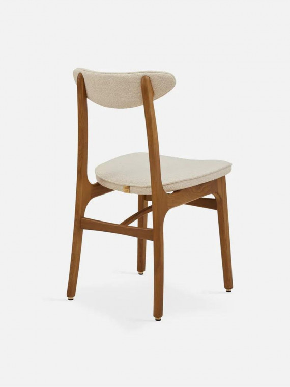 366 Concept Chaise 200-190 en frêne massif et tissu bouclette blanc crème