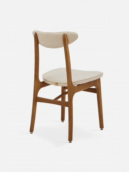 366 Concept Chaise 200-190 en frêne massif et tissu bouclette blanc crème