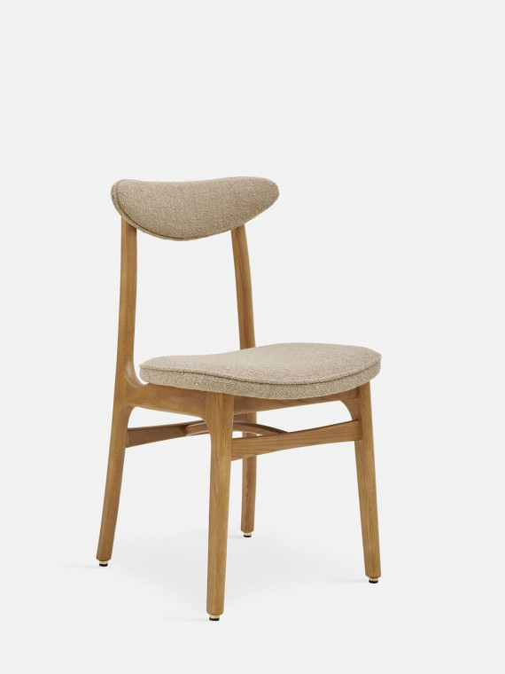 366 Concept Chaise 200-190 en frêne massif et tissu bouclette blanc crème