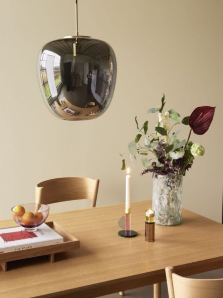 hubsch Reflect Hanging lamp in smoked glass with brass detail