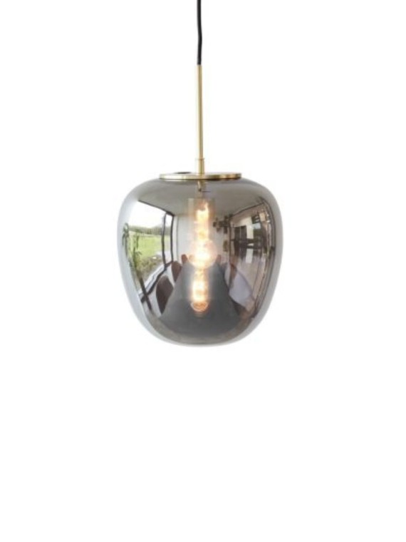 Hubsch Reflect Suspension en verre fumé avec détail en laiton Ø25cm
