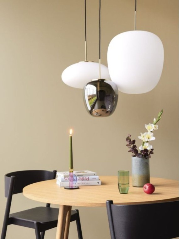 Hubsch Reflect Suspension en verre fumé avec détail en laiton Ø25cm