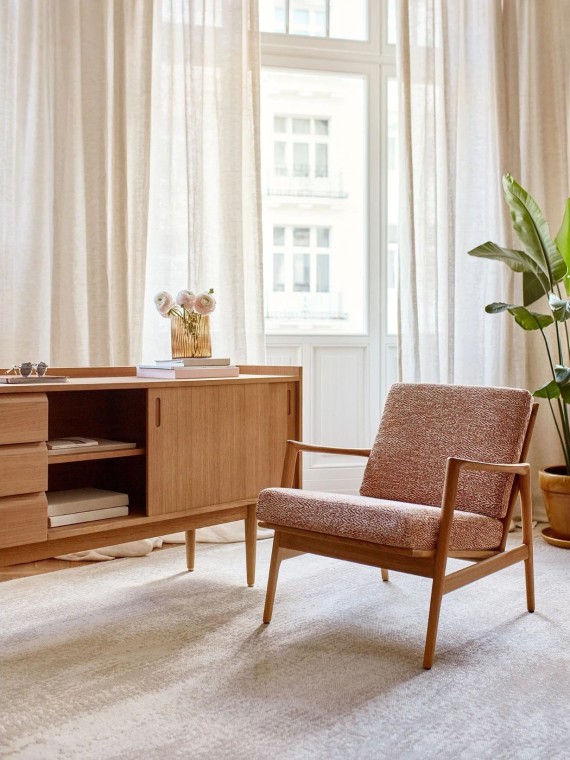 366 Concept Fauteuil Stefan chene clair tissu Braid Sierra