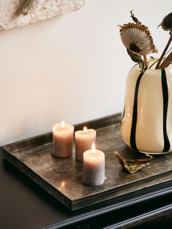 Vase en verre fait main, Bohol Nordal blanc cassé et noir S