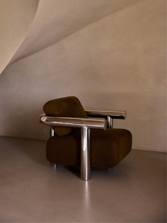 Gabrielle paris Fauteuil en inox poli, Claude 100