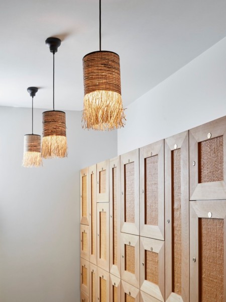 Market Set Hanging lamp in raffia and bana Formentera 1L D18 H26