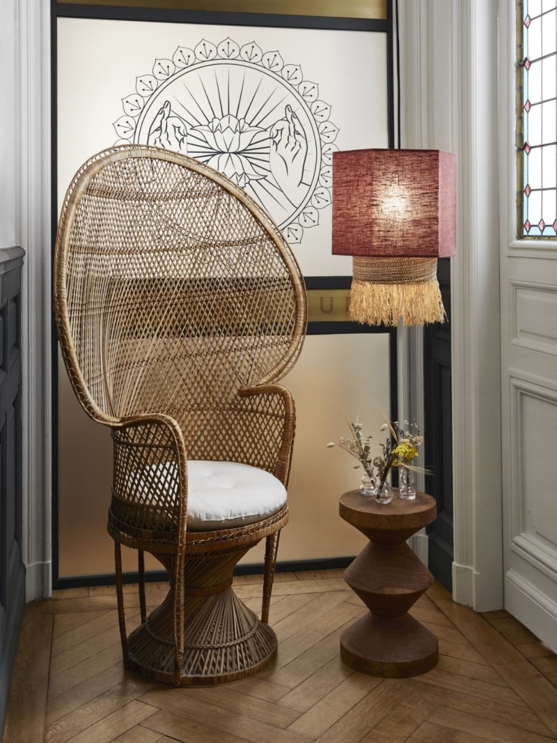 market set Suspension en lin lavé et raphia frangé, Marrakech S