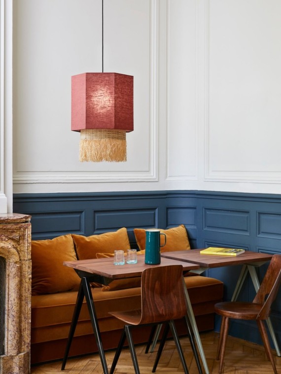 Market Set Hanging lamp in washed linen, Marrakech M