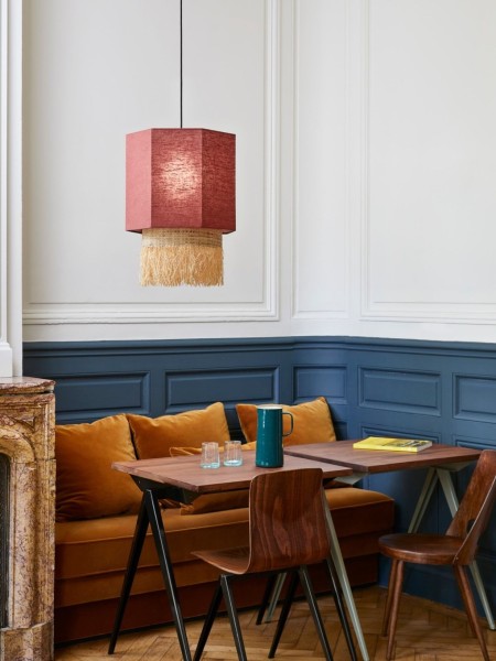 Market Set Hanging lamp in washed linen, Marrakech M