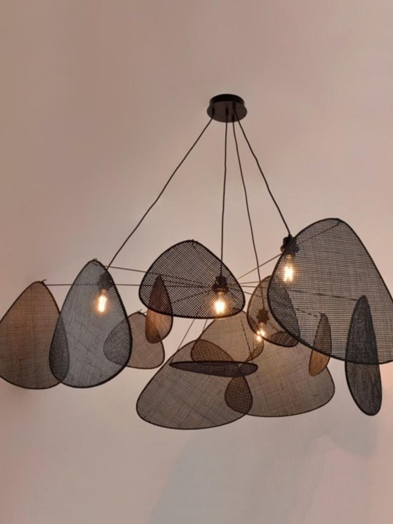 market-set-Rattan black hanging lamp, Screen XXL | MBS DESIGN