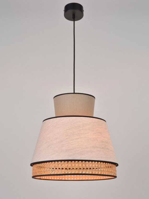 Market Set, Hanging lamp in washed linen and rattan wickerwork,  Singapore Nude M