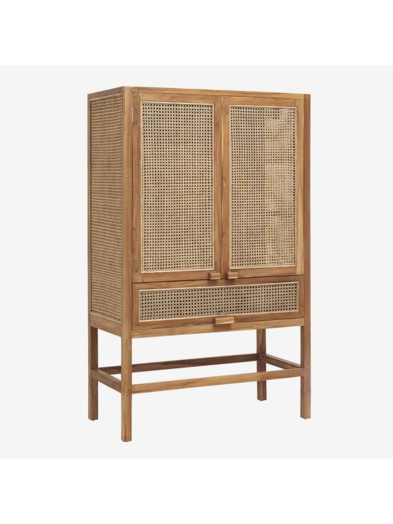 Armoire en teck et rotin naturel, Merge Nordal