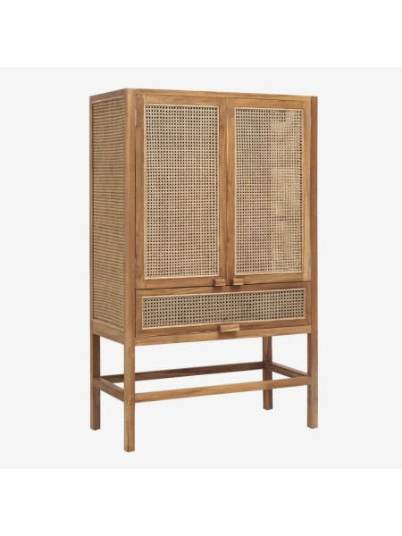Cabinet in teak natural rattan wickerwork, Merge Nordal