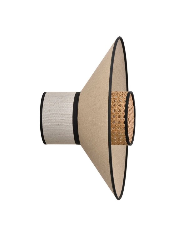 Wall light in washed linen and nude wickerwork, Singapore Market set