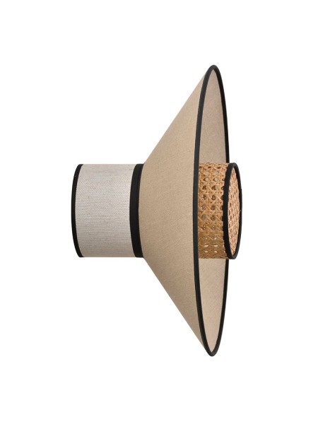 Wall light in washed linen and nude wickerwork, Singapore Market set